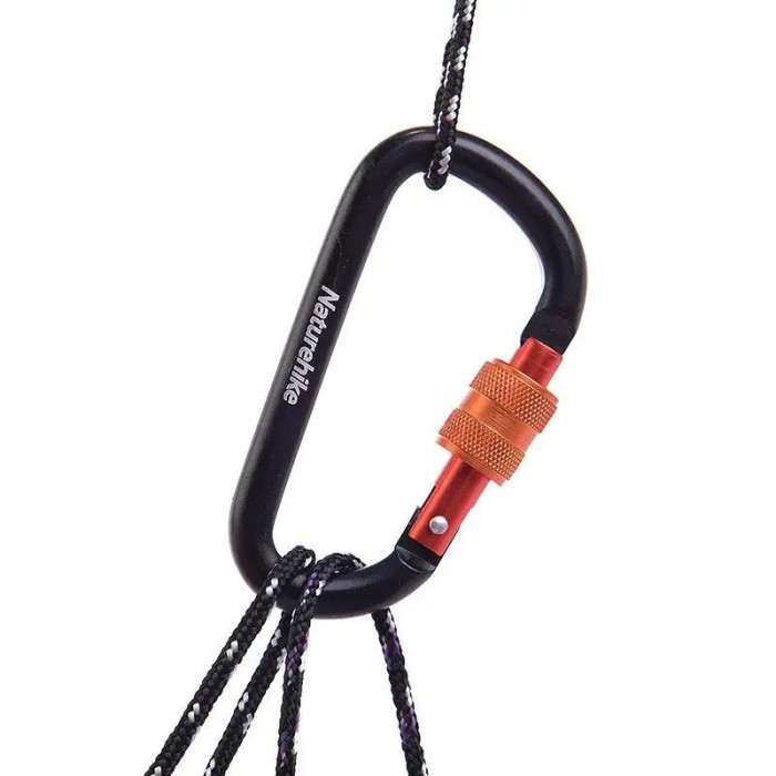 Карабин алюминиевый с муфтой Naturehike D-type 80 мм NH15A008-D, черный  