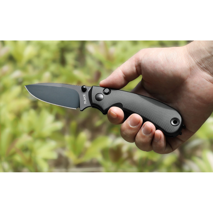 Нож складной карманный Ruike P736-AB, (7.5 см) 14C28N / алюминий, черный  