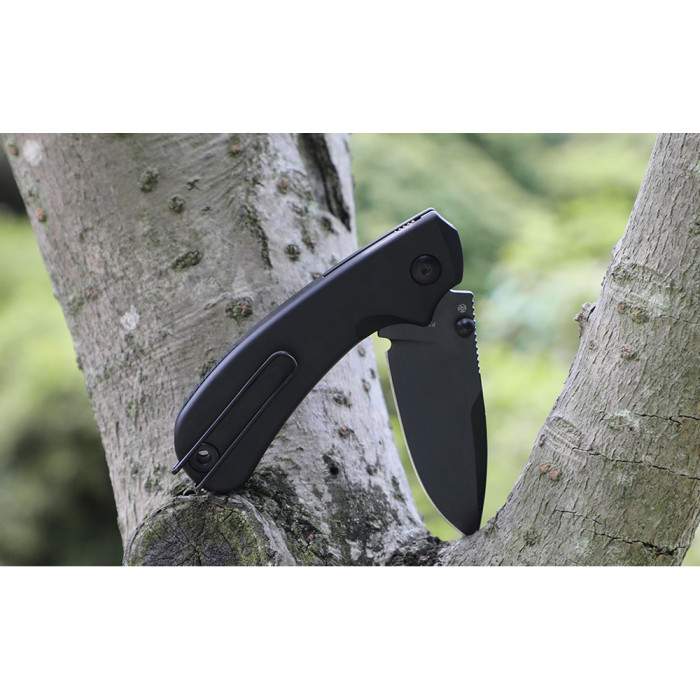 Нож складной карманный Ruike P736-AB, (7.5 см) 14C28N / алюминий, черный  