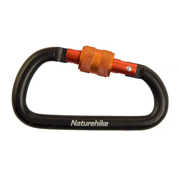 Карабин Naturehike D-type NH15A005-H, 6 см, черный (поврежденная упаковка)  