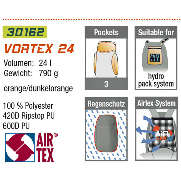 Рюкзак High Peak Vortex 24 (оранжевый)  