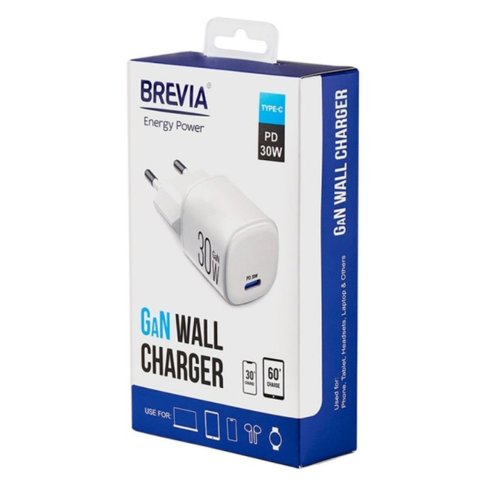 Сетевое зарядное устройство Brevia ePowerGaN PD30W USB-C  