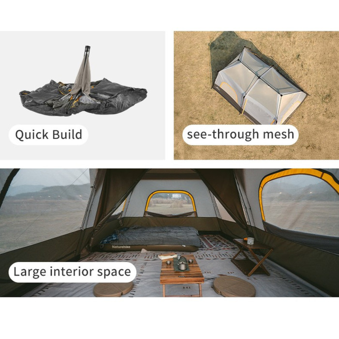 Палатка восьмиместная Naturehike Cape 13.1 CNK2450WS050 с быстрым раскрытием, серо-коричневая  