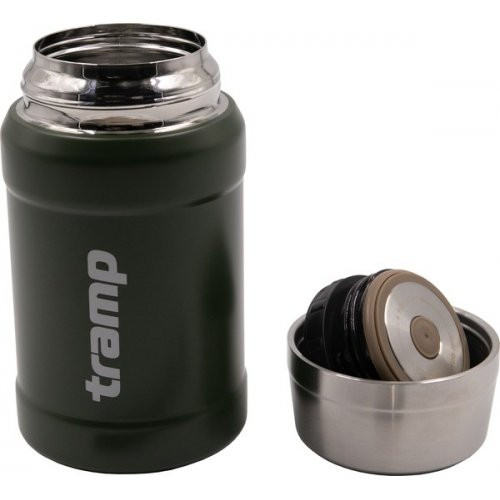 Термос Tramp с широким горлом 800 мл в чехле - оливковый  