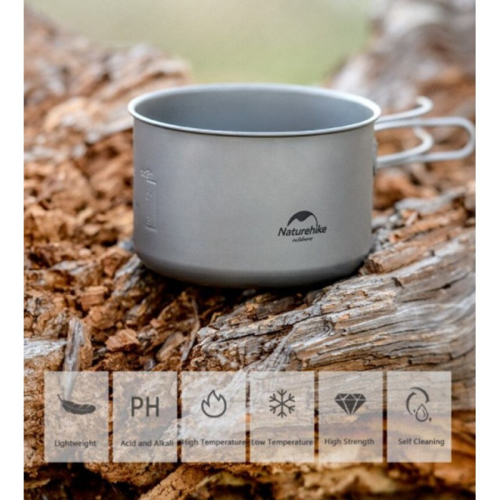 Кастрюля титановая со складной ручкой 1300 мл Naturehike NH18T202-B