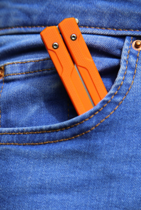 Нож-бабочка (балисонг) Ganzo G766-OR (открытая упаковка/затянутый осевой винт)  