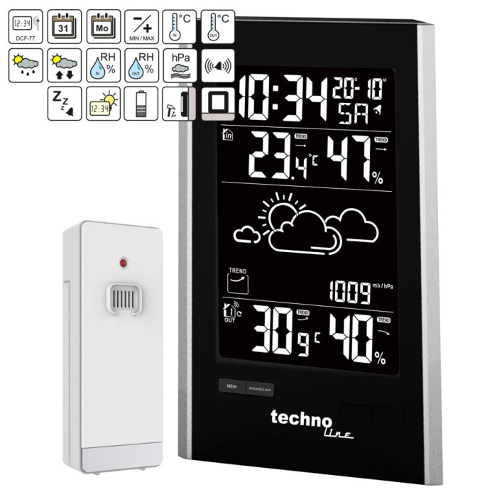 Метеостанция Technoline WS9060 Black/Silver (WS9060)  