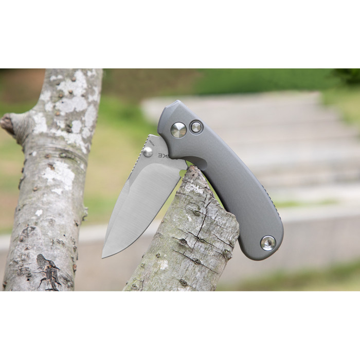 Нож складной карманный Ruike P736-AK, (7.5 см) 14C28N / алюминий, серый  