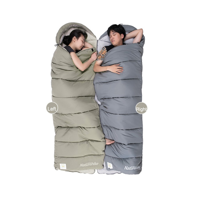 Спальный мешок с капюшоном с обычным мешком для хранения Naturehike M180 CNK2350WS023 правый, светло-зеленый  