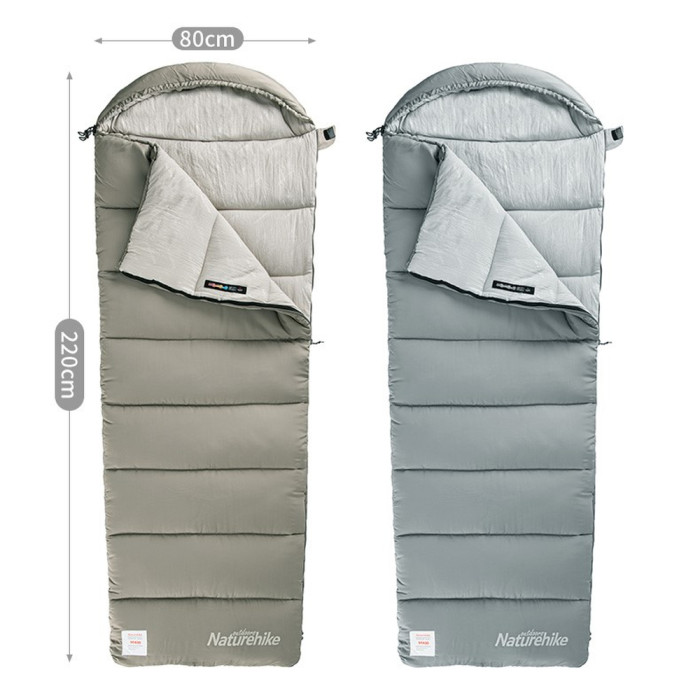 Спальный мешок с капюшоном с обычным мешком для хранения Naturehike M180 CNK2350WS023 правый, светло-зеленый  