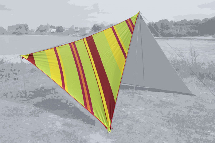 Тент High Peak Bent Caribbean Canvas AO Stripe Lime Punch (50008)  