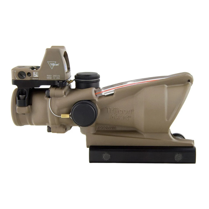 Комплект Trijicon Прицел оптический ACOG 4x32 BAC и прицел коллиматорный RMR 3.25 МОА FDE  