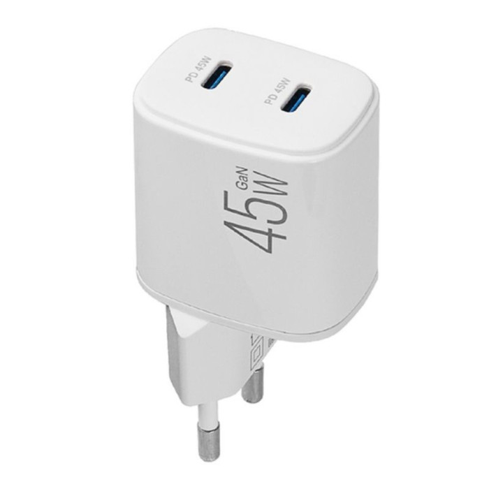 Сетевое зарядное устройство Brevia ePowerGaN PD45W 2xUSB-C  