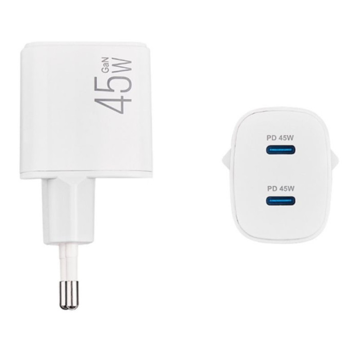 Сетевое зарядное устройство Brevia ePowerGaN PD45W 2xUSB-C  
