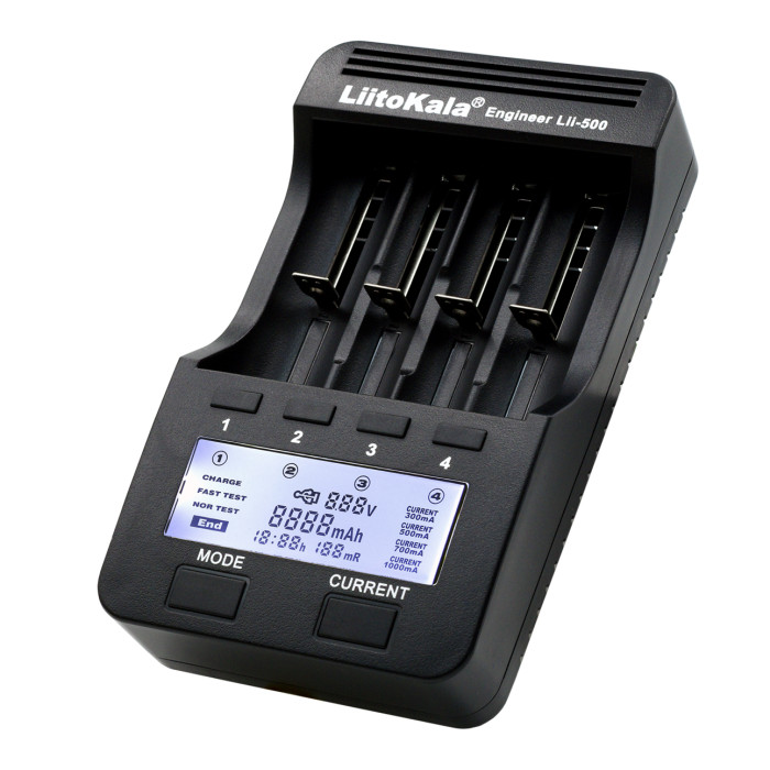 Зарядное устройство Liitokala Lii-500, 4 канала, Ni-Mh/Li-ion, 220V/12V, Powerbank, Test 