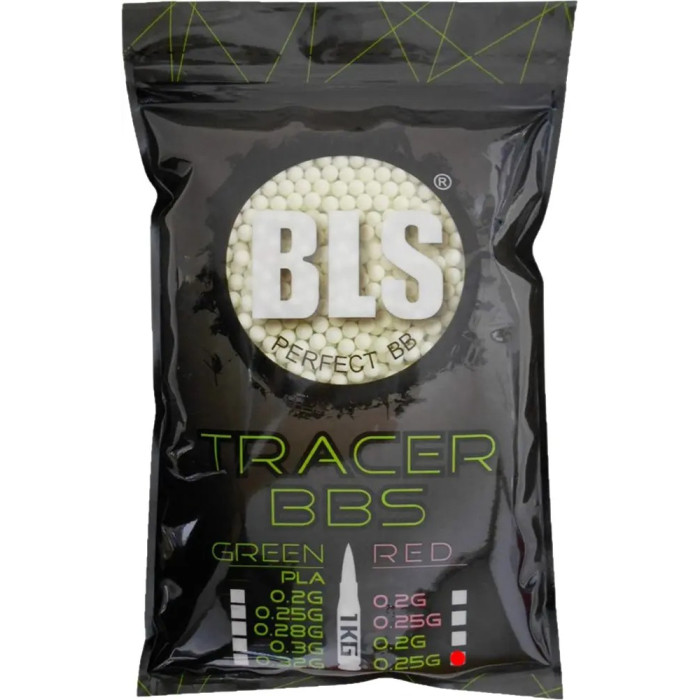 Страйкбольные шарики BLS Tracer Green 6 мм 0,25 г 1 кг  