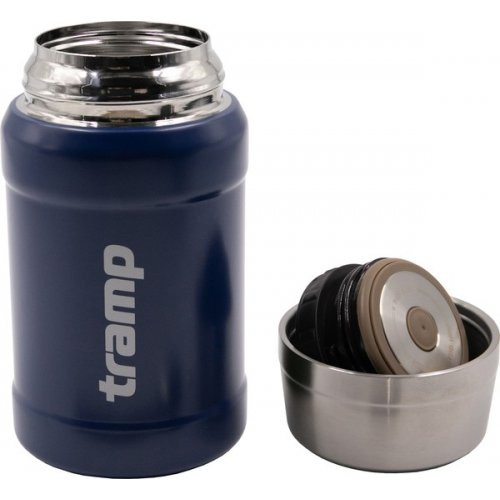 Термос Tramp с широким горлом 800 мл в чехле - темно-синий  