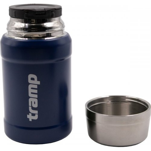 Термос Tramp с широким горлом 800 мл в чехле - темно-синий  