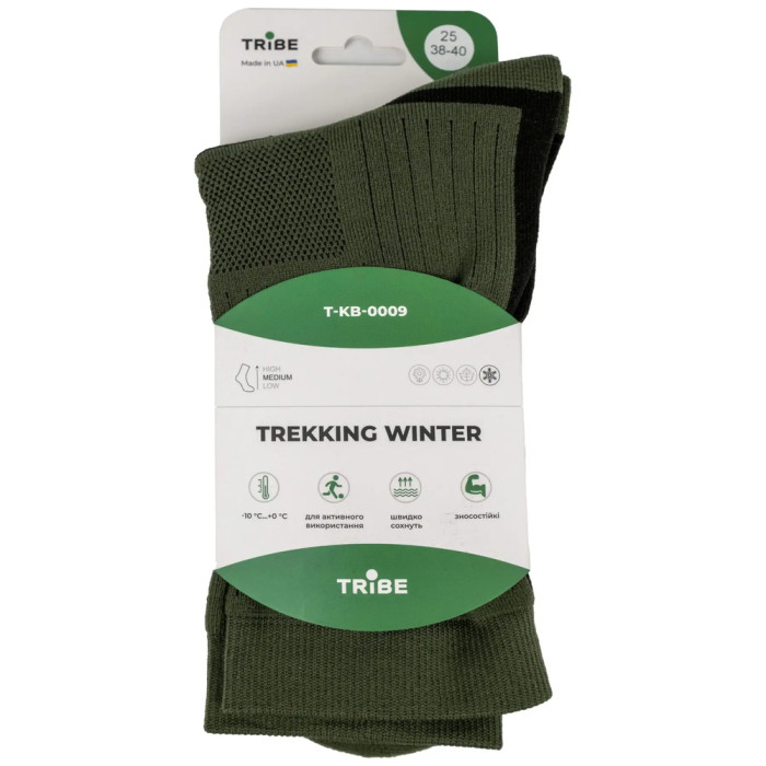 Носки Tribe Trekking Winter T-KB-0009-olive, 41/43  