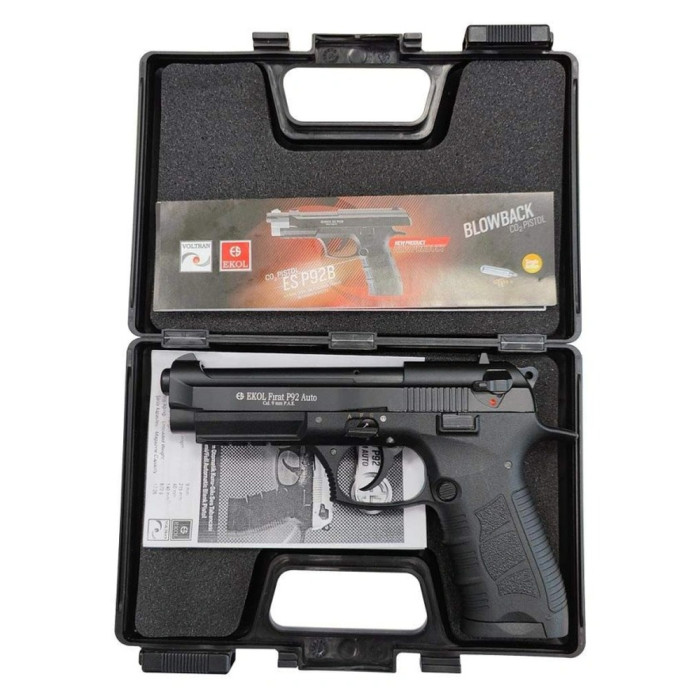 Шумовой пистолет EKOL Firat P92 Auto, калибр 9 мм P.A.K., черный  