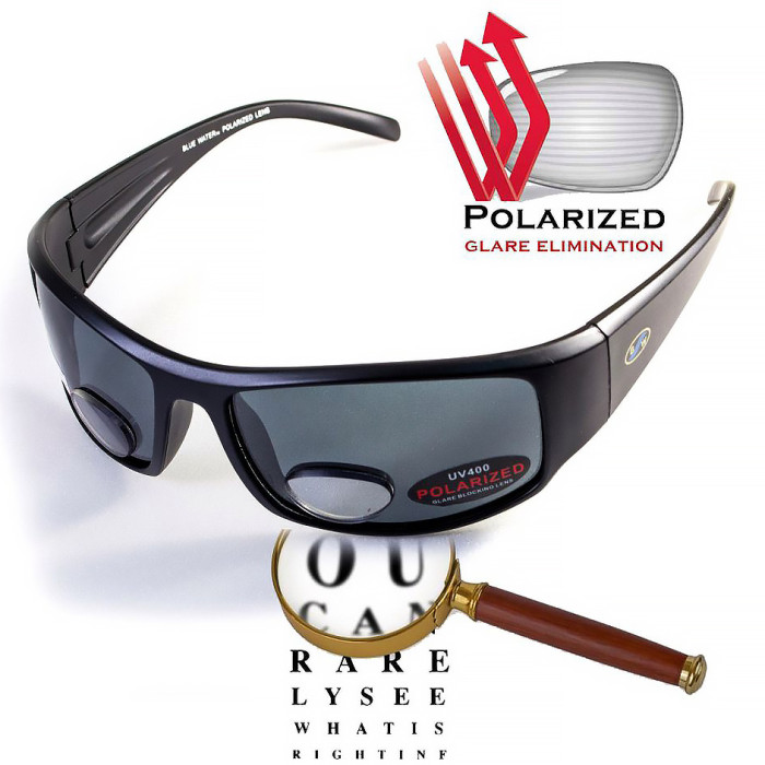 Очки BluWater Bifocal-1 (+2.0) Polarized (gray) черная бифокальная линза с диоптриями  
