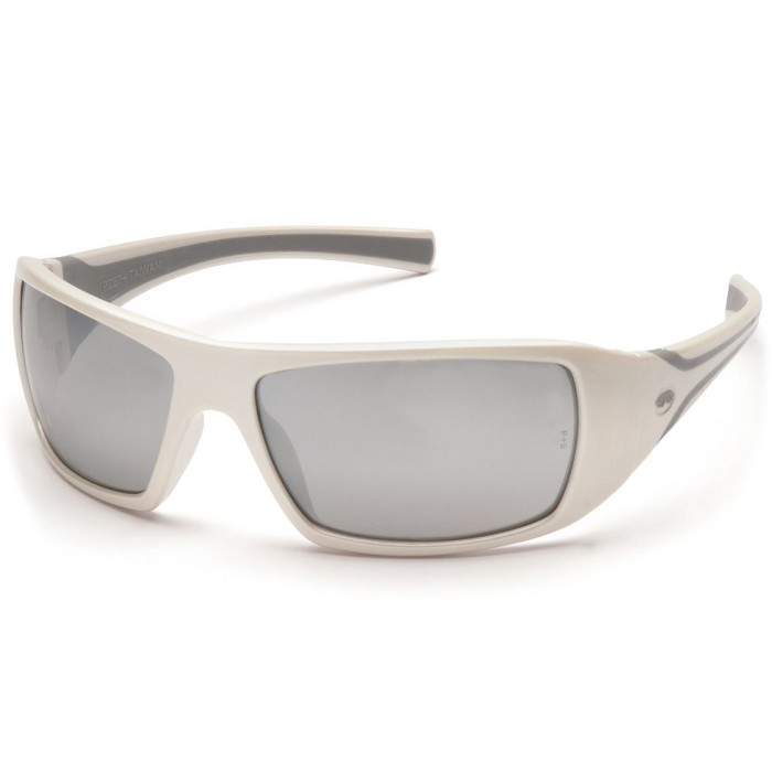 Очки Pyramex GOLIATH White (silver mirror) зеркальные черные в белой оправе  