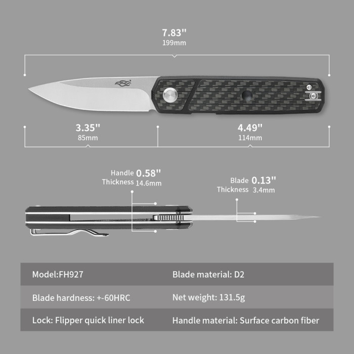 Нож складной Firebird FH927-CF черный карбон  