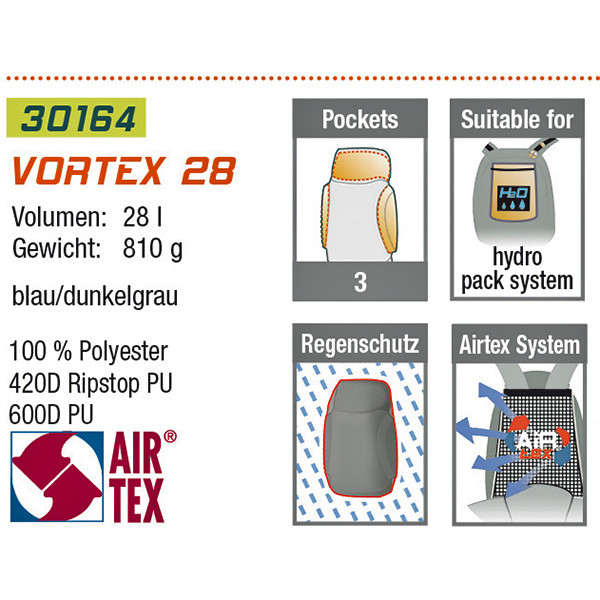 Рюкзак High Peak Vortex 28 (синий/серый)  