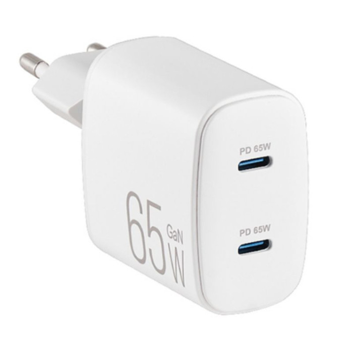 Сетевое зарядное устройство Brevia ePowerGaN PD65W 2xUSB-C  