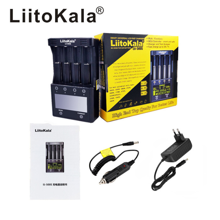 Зарядное устройство Liitokala Lii-500s, 4 канала, Ni-Mh/Li-ion, 220V/12V, Powerbank, Test  