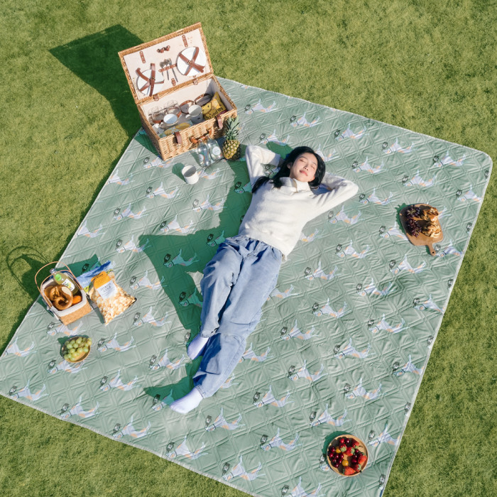 Коврик для пикника Naturehike CNK2350WS010 170*200 см, голубой с принтом  