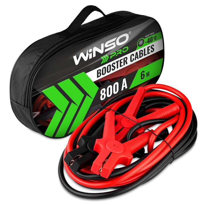 Провода-прикуриватели Winso PRO сила стума 800A, длина 6м., сумка на молнии (138180)  