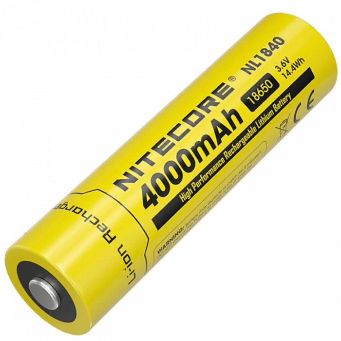 Аккумулятор литиевый Li-Ion 18650 Nitecore NL1840 3.6V (4000mAh), защищенный  