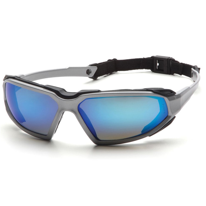 Очки Pyramex Highlander Silver (ice blue mirror) зеркальные синие в серебристой оправе  