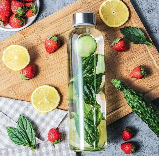 Бутылка для воды Summit MyBento Eco Glass Bottle Neoprene Cover серая 550 мл  