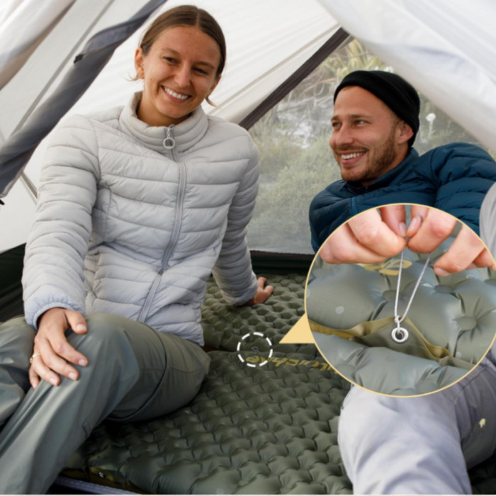 Матрас надувной сверхлегкий Naturehike CNH22DZ018, овальный, с мешком для надувания, 168 см, зеленый  