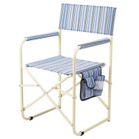 Складной стул Vitan Режиссер без полки d20 мм (текстилен голубая полоса)