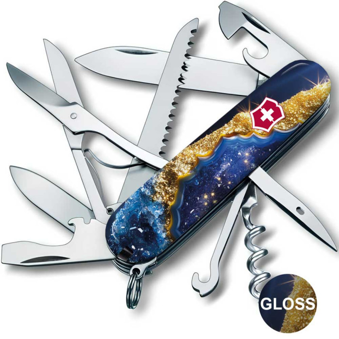 Складной нож Victorinox HUNTSMAN DESIGN Золотисто-голубой кристалл  