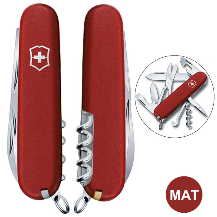 Складной нож Victorinox CLIMBER MAT красный матовый лак  