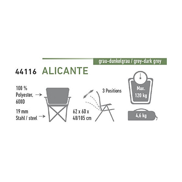 Складной стул High Peak Alicante (Gray/Dark gray)  