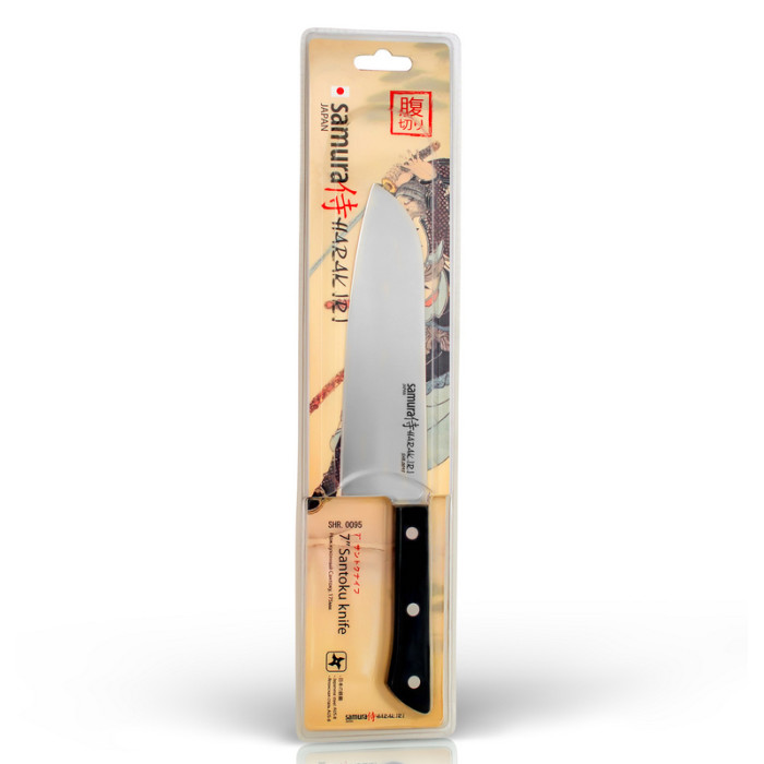 Нож кухонный Samura Harakiri Сантоку, 175 мм, Black SHR-0095B  