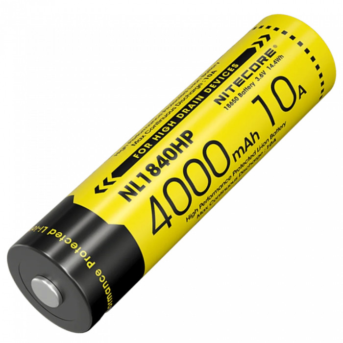 Аккумулятор литиевый Li-Ion 18650 Nitecore NL1840HP 3.6V (10A, 4000mAh), защищенный  