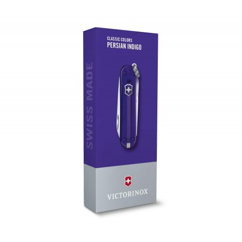 Нож-брелок Victorinox Classic SD Transparent Colors Persian Indigo (0.6223.T29G) 7 функций, 58 мм, Gift Box  