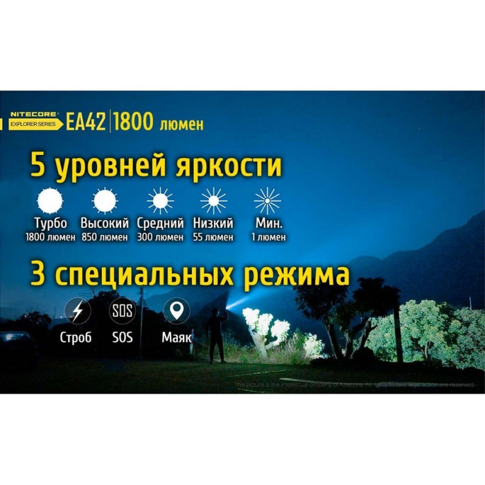 Карманный фонарь Nitecore EA42, 1800 люмен  