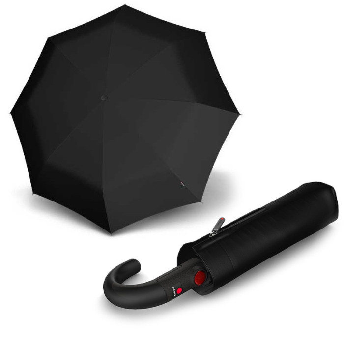 Зонт Knirps T.260 Crook Handle Black Авто/Складной/8спиц /D97x33см 