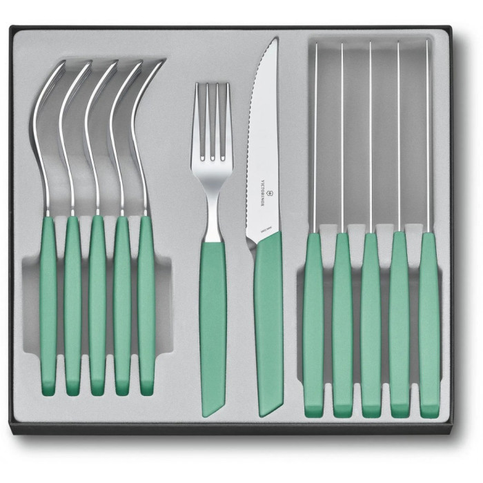 Набор кухонный Swiss Modern Table Set 12шт с мятн. ручкой (6 ножей steak, 6 вилок) 