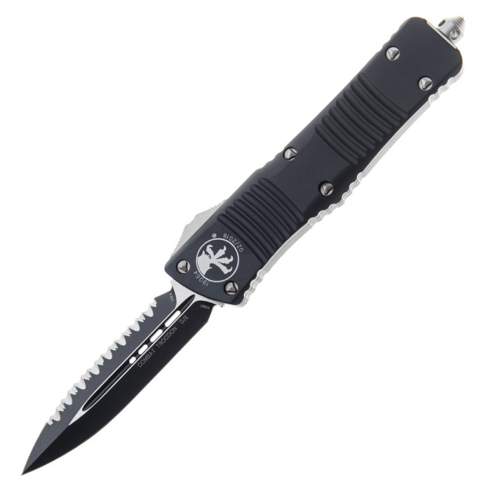 Нож Microtech Combat Troodon Double Edge Black Blade FS серрейтор (142-3) 