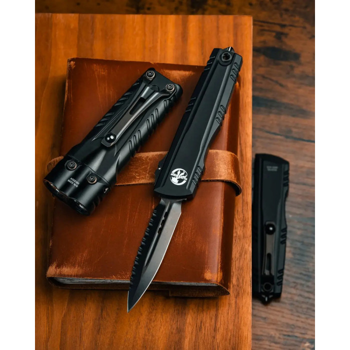 Набор Microtech Surefire Luminary D/E - Stiletto Pro II Collaboration Zero Blade Play DLC Stonewash Full Serrated  