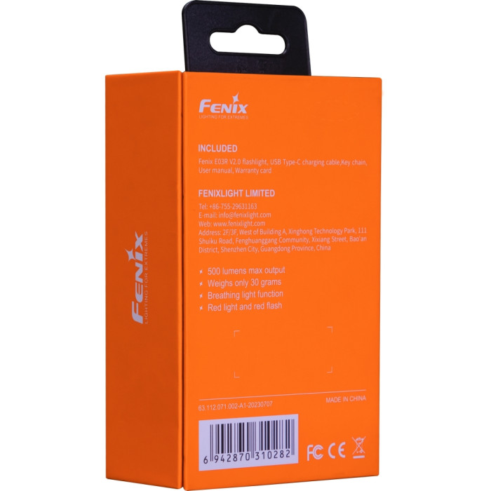 Фонарь наключный Fenix ​​E03R V2.0, красный  