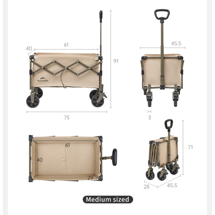 Складная тележка Naturehike CNK2350JJ012, 70 л, черная  